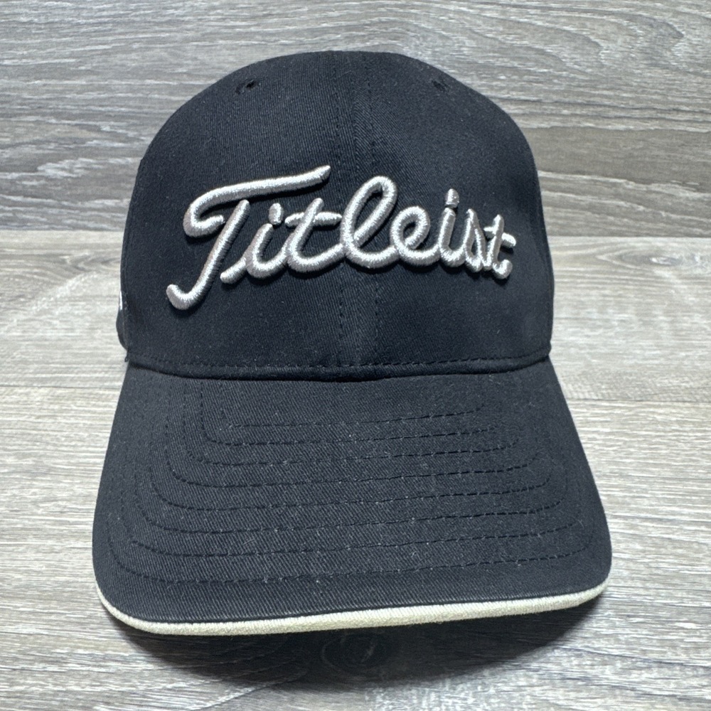 Titleist Hat Mens Adjustable New Era Black Silver Embossed Golf Cap #1 Foot Joy